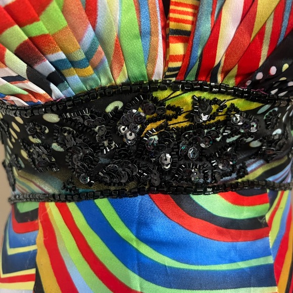 Vtg Entice 6 Satin Beaded Babydoll Psychedellic Whimsigoth Hoco Y2K 90's Prom - Picture 3 of 14